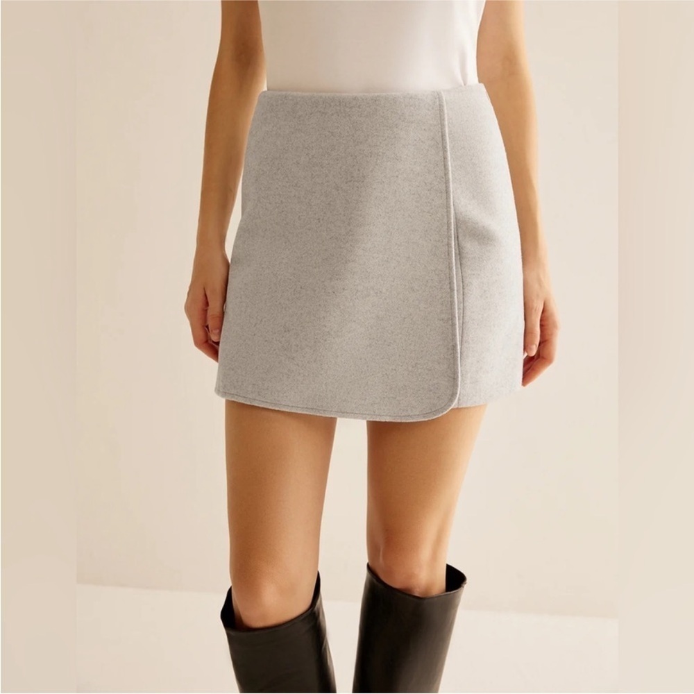 Commense Tweed Side-Zipper Mini Skirt Gray Size M NWT